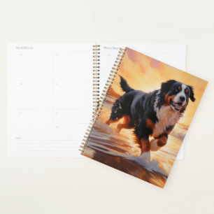 Sandy Paws Bernese Mountain Dog on Beach Sunset Planner