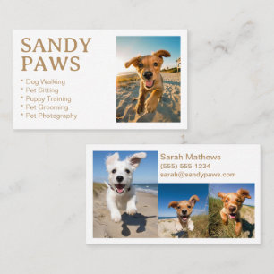 Sandy Paws Dog Walking Pet Photography Grooming Business Card