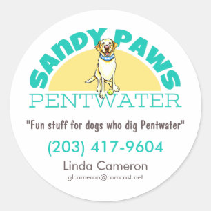 Sandy Paws Pet Business Logo Classic Round Sticker