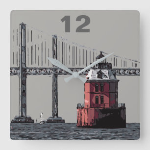 SANDY POINT LIGHT SQUARE WALL CLOCK