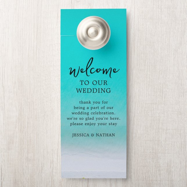Sandy & Salty Beach I Teal green I Wedding Welcome Door Hanger (Creator Uploaded)