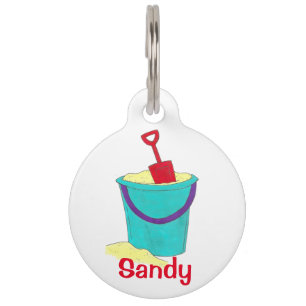 Sandy Sand Bucket Beach Toys Shovel Dog Pet Tag