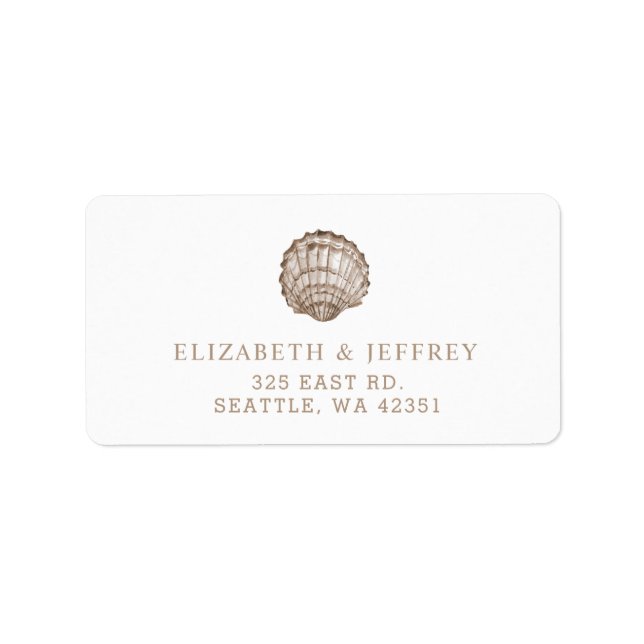 Sandy Seashells Marine Ocean Beach Wedding  Label (Front)