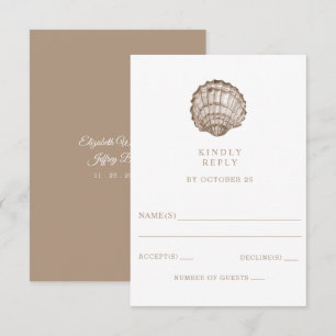 Sandy Seashells Marine Ocean Beach Wedding RSVP Card