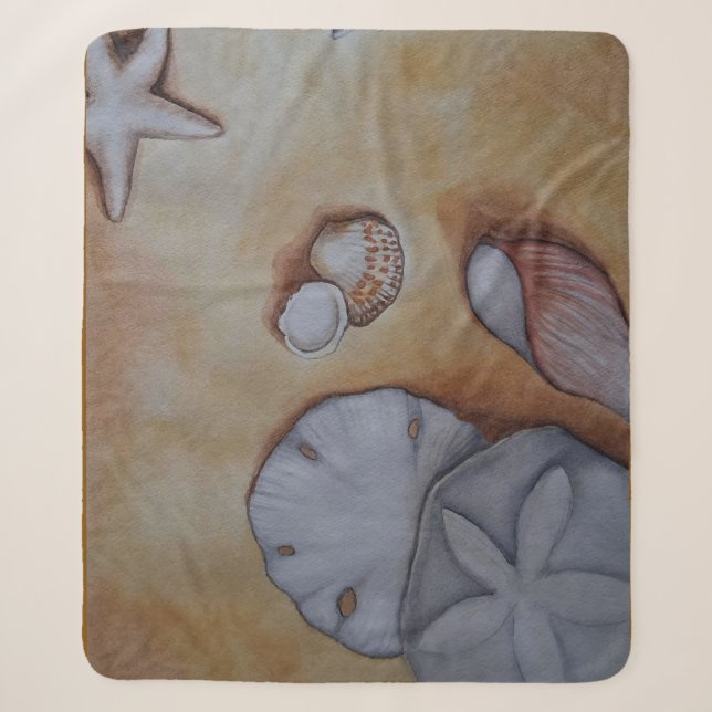 Sandy Seashells Sherpa Blanket (Front)