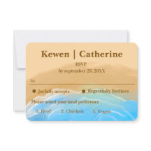 Sandy Shore Watercolor wedding rsvp card