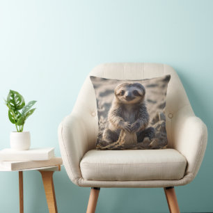 Sandy Shores: Baby Sloth Building Sand Castles, Cushion