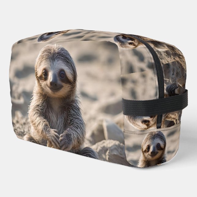 Sandy Shores: Baby Sloth Building Sand Castles, Dopp Kit (Left Corner)
