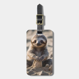 Sandy Shores: Baby Sloth Building Sand Castles, Luggage Tag