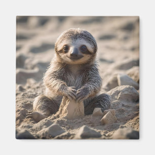 Sandy Shores : Baby Sloth Building Sand Castles, Magnet