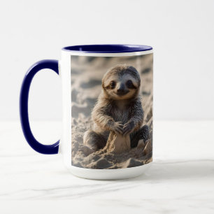 Sandy Shores: Baby Sloth Building Sand Castles, Mug
