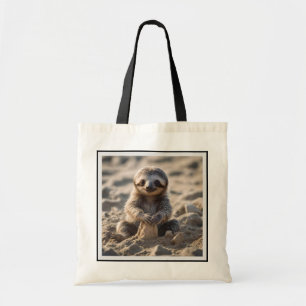 Sandy Shores : Baby Sloth Building Sand Castles, Tote Bag