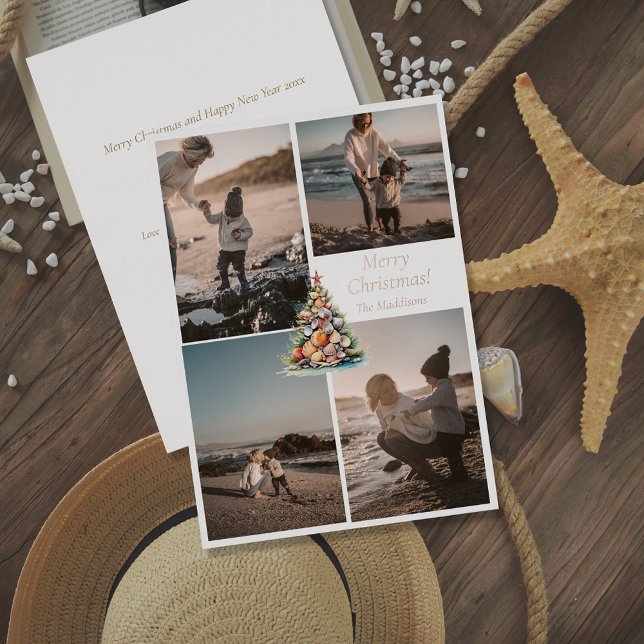 Sandy Smiles 4 Beachy Delights for your Christmas Foil Holiday Card (Creator Uploaded)