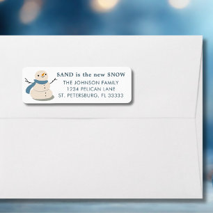 Sandy Snowman Holiday Moving Return Address Label