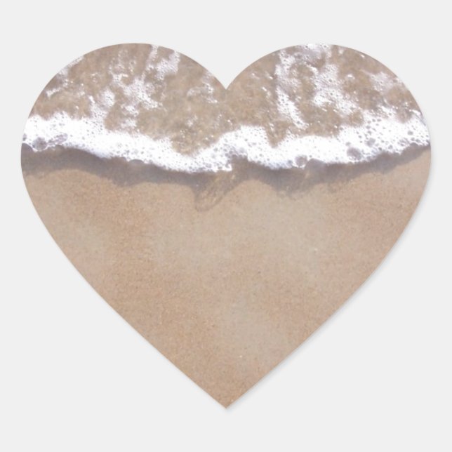 Sandy Surf on the Beach Heart Sticker (Front)