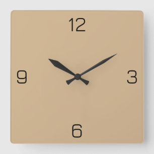Sandy Tan D2B48C - Option to Add Name Square Wall Clock