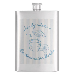 Sandy Toe & Bridesmaids Goals Coastal Bachelorette Hip Flask