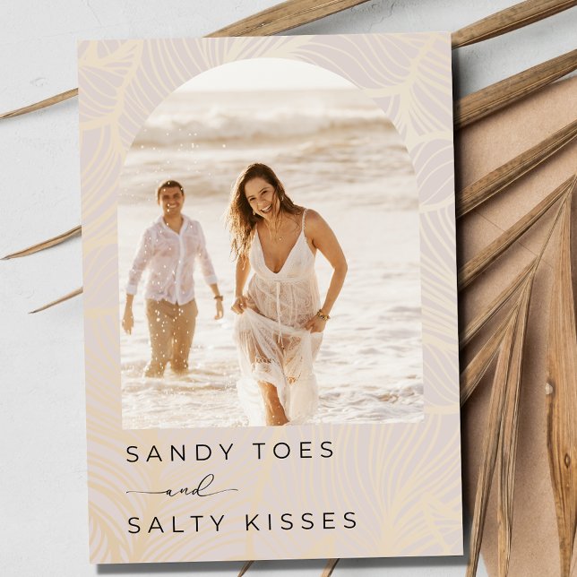 Sandy Toes Arch Photo Beach Wedding Save the Date (Sandy Toes Salty Kisses Arch Photo Beach Wedding Save the Date)