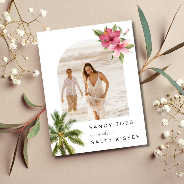 Sandy Toes Beach Wedding Photo Save the Date Announcement Postcard (Sandy Toes Beach Wedding Photo Save the Date)