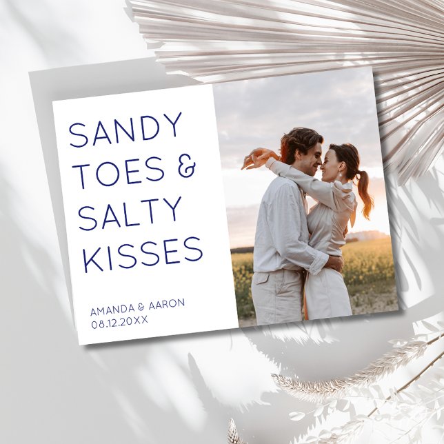 Sandy Toes Photo Beach Wedding Save the Date  Announcement Postcard (Sandy Toes Photo Beach Wedding Save the Date)