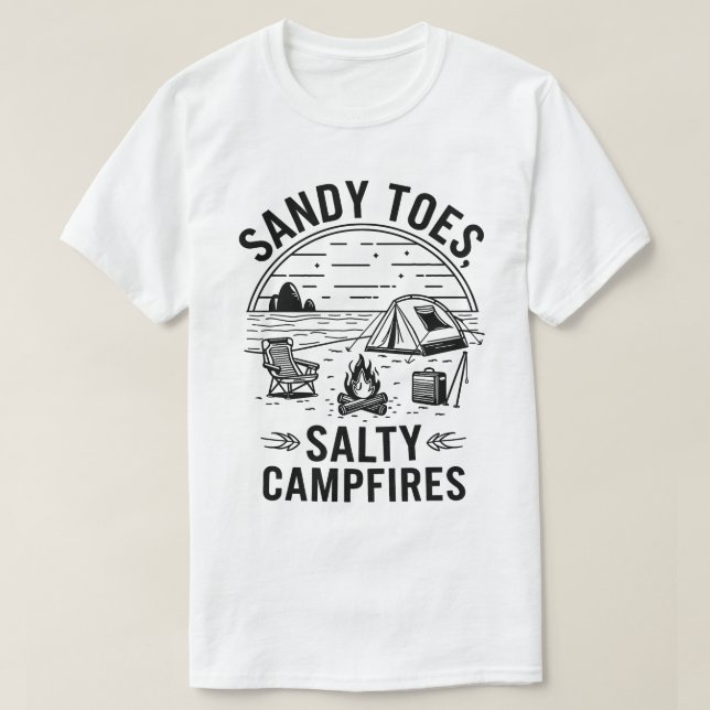 Sandy Toes Salty Campfires Camping Design T-Shirt (Design Front)