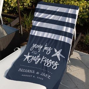 Sandy Toes Salty Kisses Destination Wedding Favour Beach Towel
