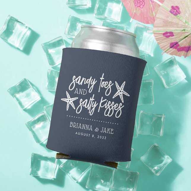 Sandy Toes Salty Kisses Destination Wedding Favour Can Cooler (Creator Uploaded)