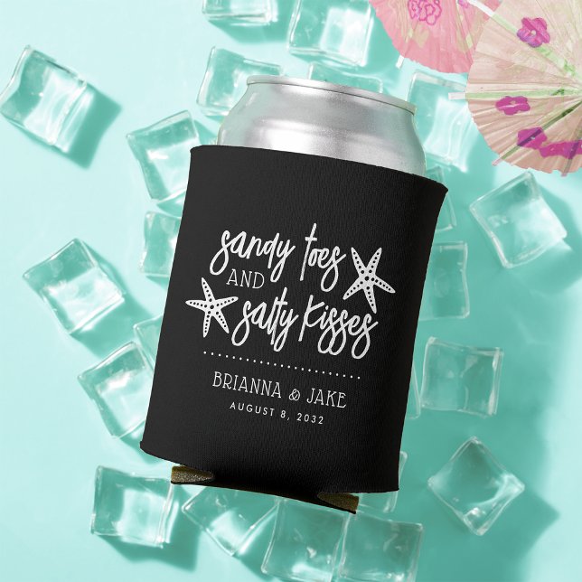 Sandy Toes Salty Kisses Destination Wedding Favour Can Cooler (Creator Uploaded)