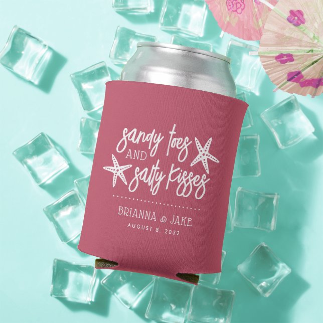 Sandy Toes Salty Kisses Destination Wedding Favour Can Cooler (Creator Uploaded)