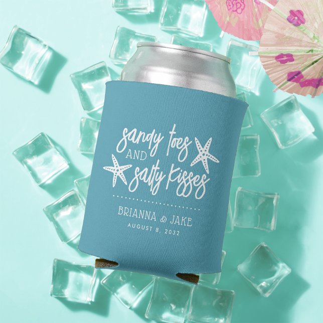 Sandy Toes Salty Kisses Destination Wedding Favour Can Cooler (Creator Uploaded)