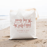Sandy Toes & Salty Kisses Destination Wedding Tote Bag<br><div class="desc">A perfect favour or welcome bag for your destination wedding,  this beachy summer design features "sandy toes and salty kisses" in coral peach lettering with two starfish. Personalise with your names and wedding date beneath.</div>