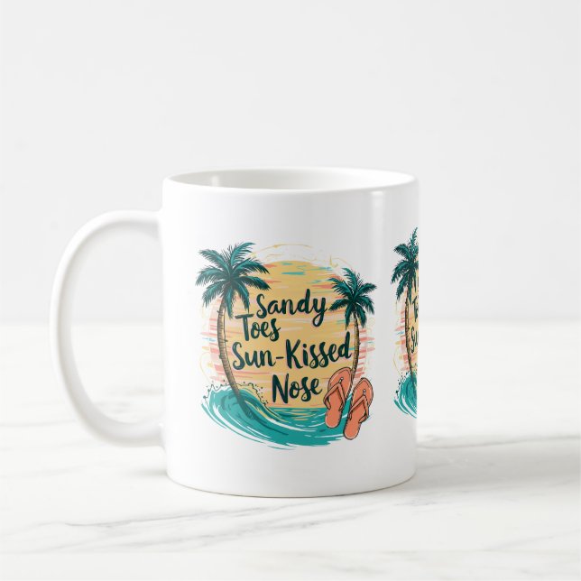 Sandy Toes Sun-Kissed Nose Beach Aesthetic Coffee Mug (Left)