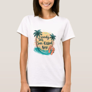 Sandy Toes Sun-Kissed Nose Beach Aesthetic T-Shirt