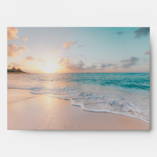Sandy Tropical Beach with Return Address Envelope