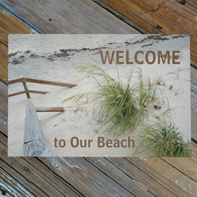 Sandy White Beach Seagrass Customisable Welcome Doormat (Creator Uploaded)