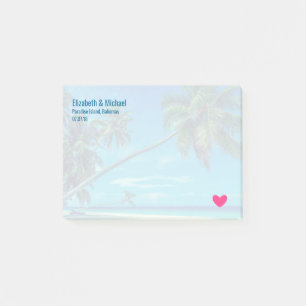 Sandy White Beach with Tropical Palms Wedding Post-it Notes