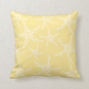 Sandy Yellow and White Starfish Pattern. Cushion