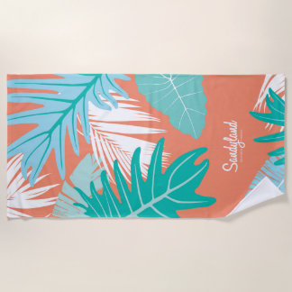 Sandyland Tropical Leaves Beach Towel