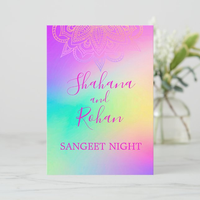 Sangeet Indian Style Colourful  Elegant  Invitation (Standing Front)