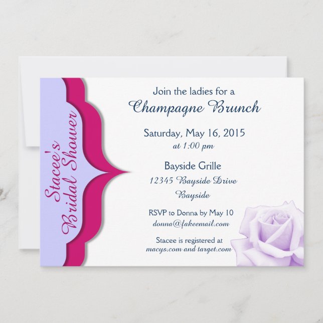 Sangria and Lavendar Bridal Shower Invites (Front)