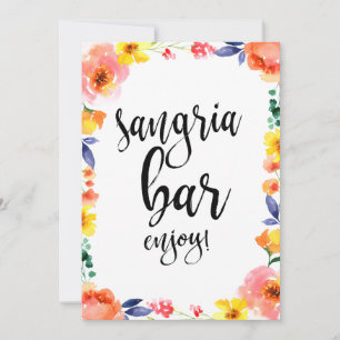 Sangria Bar Affordable Boho Floral Wedding Sign