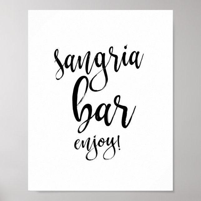 Sangria Bar Black and White 8x10 Wedding Sign (Front)