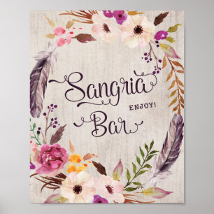 Sangria Bar Sign Rustic Baby Shower Wedding Favour