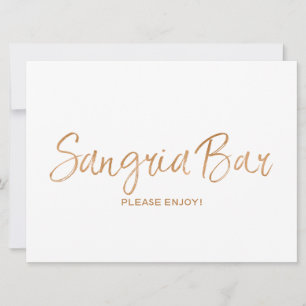"Sangria Bar" Sign Wedding   Stylish Gold Rose