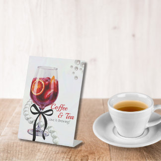 Sangria Coffee and Tea Love is Brewing Pedestal Sign