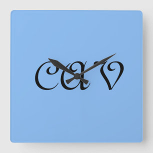 Sangria Cornflower Blue Square Wall Clock