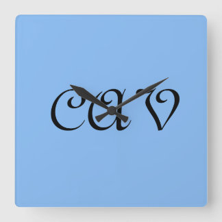 Sangria Cornflower Blue  Square Wall Clock