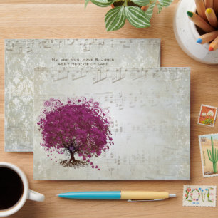 Sangria Heart Leaf Musical Damask Envelope