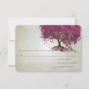 Sangria Heart Leaf Tree Wedding Invites