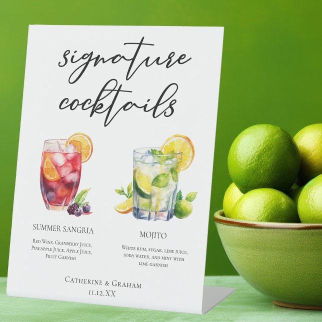 Sangria Mojito Signature Cocktails Custom Menu Pedestal Sign (Creator Uploaded)